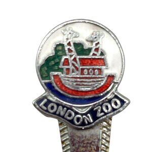 London Zoo Souvenir Collectible Silver-Plated Teaspoon With Giraffe & Ark Design